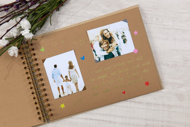 potricher 12.2 x 8.5 Inch Large DIY Scrapbook Photo Album 80 Pages Thick Kraft Paper Scrap Book Albums for Wedding Anniversary Family and Baby (Brown) - Image 3